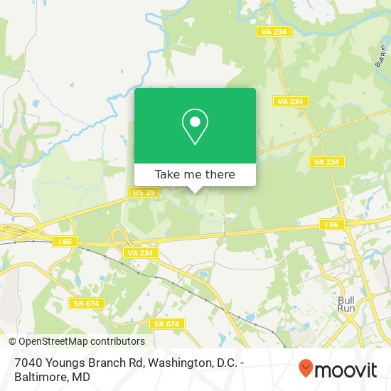 Mapa de 7040 Youngs Branch Rd, Manassas, VA 20109
