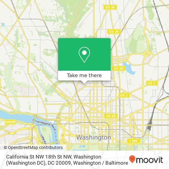 Mapa de California St NW 18th St NW, Washington (Washington DC), DC 20009