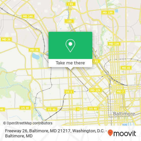 Mapa de Freeway 26, Baltimore, MD 21217