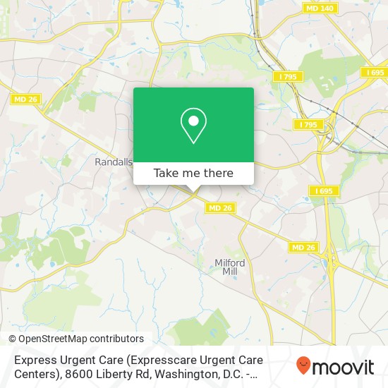 Mapa de Express Urgent Care (Expresscare Urgent Care Centers), 8600 Liberty Rd