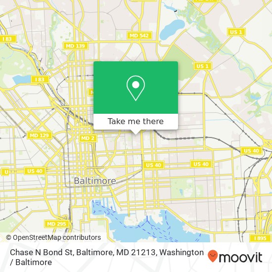 Mapa de Chase N Bond St, Baltimore, MD 21213