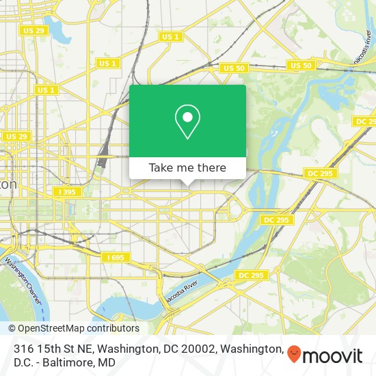 Mapa de 316 15th St NE, Washington, DC 20002