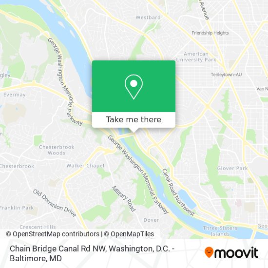 Chain Bridge Canal Rd NW map