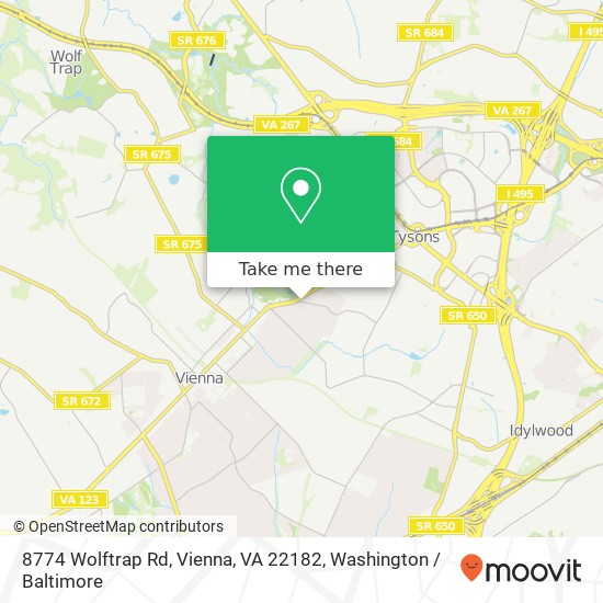 Mapa de 8774 Wolftrap Rd, Vienna, VA 22182
