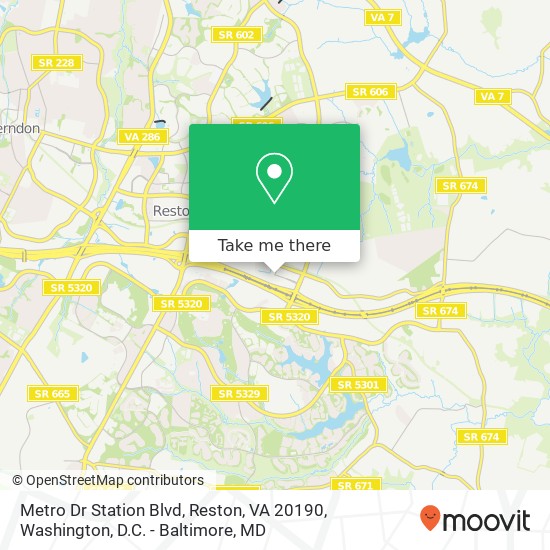 Mapa de Metro Dr Station Blvd, Reston, VA 20190