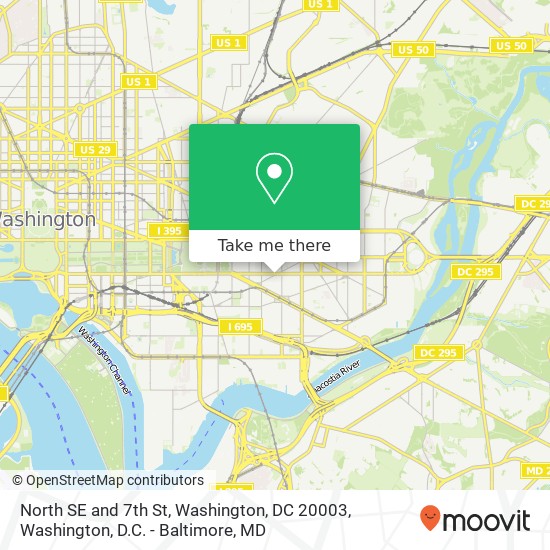 Mapa de North SE and 7th St, Washington, DC 20003