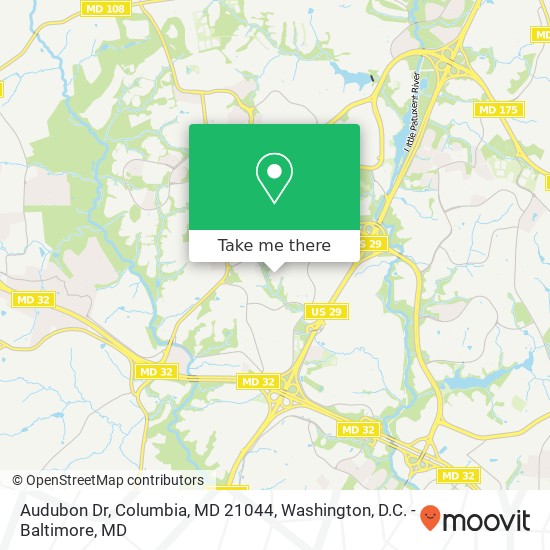 Mapa de Audubon Dr, Columbia, MD 21044