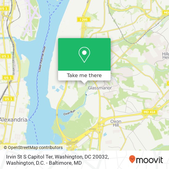 Mapa de Irvin St S Capitol Ter, Washington, DC 20032