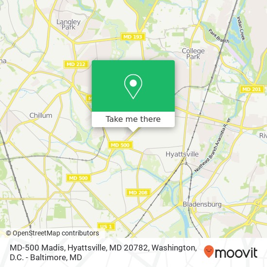 MD-500 Madis, Hyattsville, MD 20782 map