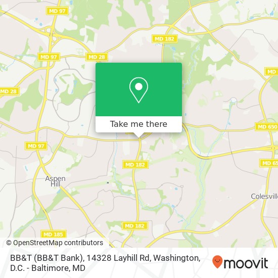 Mapa de BB&T (BB&T Bank), 14328 Layhill Rd