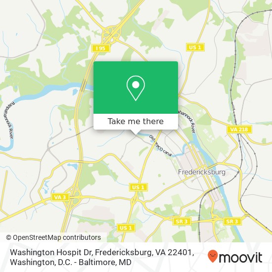 Mapa de Washington Hospit Dr, Fredericksburg, VA 22401