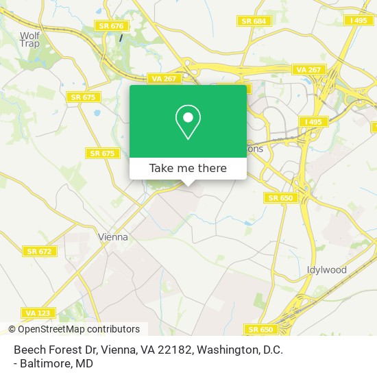 Mapa de Beech Forest Dr, Vienna, VA 22182