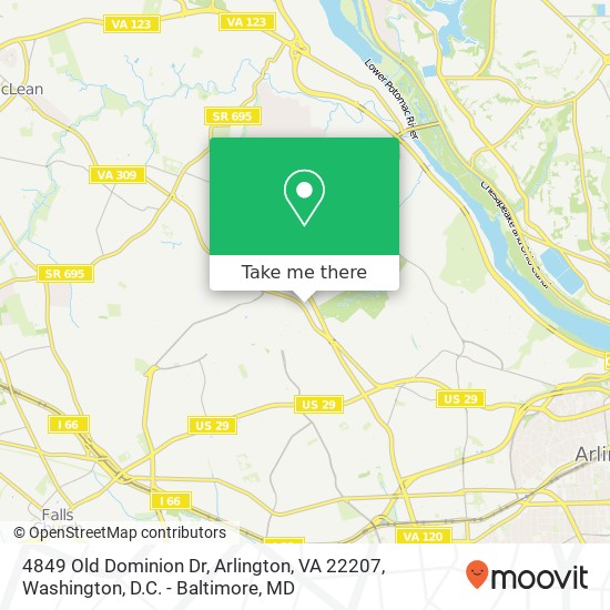 Mapa de 4849 Old Dominion Dr, Arlington, VA 22207