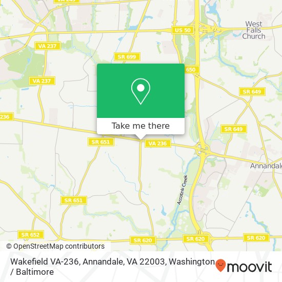 Mapa de Wakefield VA-236, Annandale, VA 22003