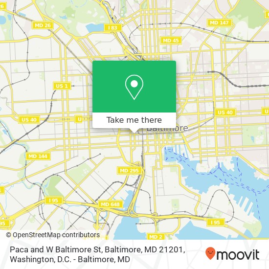 Paca and W Baltimore St, Baltimore, MD 21201 map