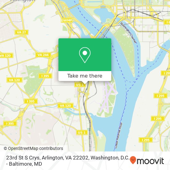 Mapa de 23rd St S Crys, Arlington, VA 22202