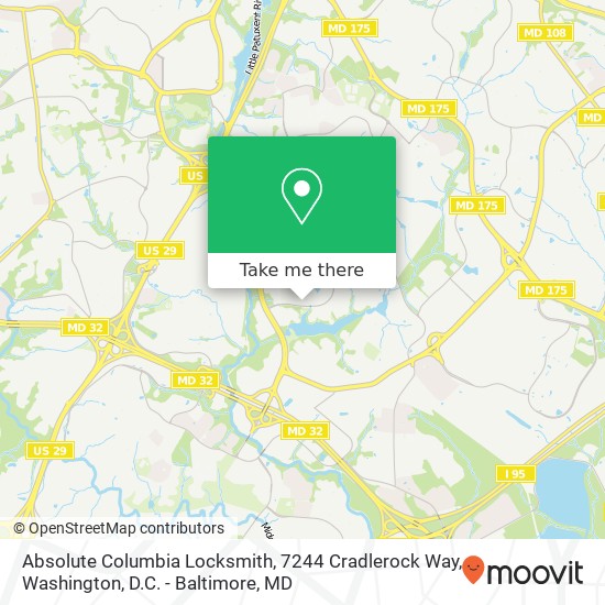 Absolute Columbia Locksmith, 7244 Cradlerock Way map