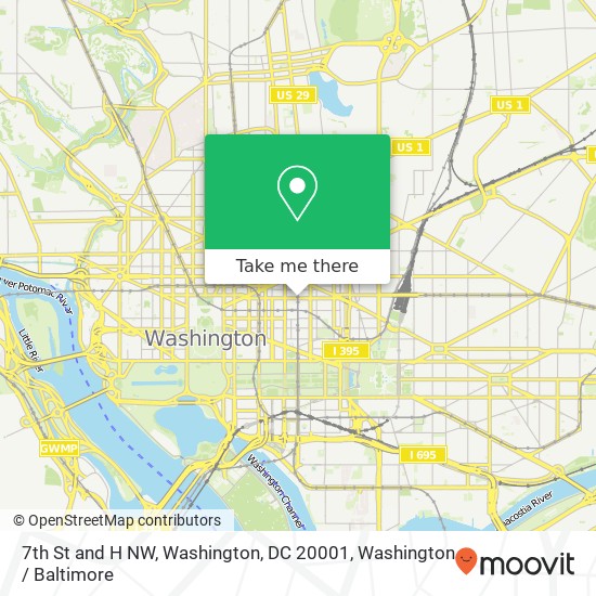 7th St and H NW, Washington, DC 20001 map