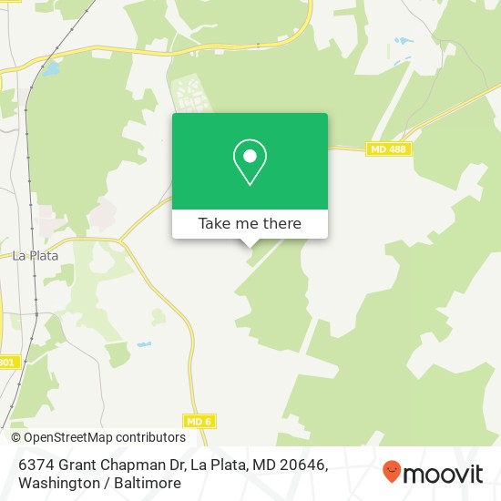 Mapa de 6374 Grant Chapman Dr, La Plata, MD 20646