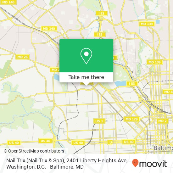 Mapa de Nail Trix (Nail Trix & Spa), 2401 Liberty Heights Ave