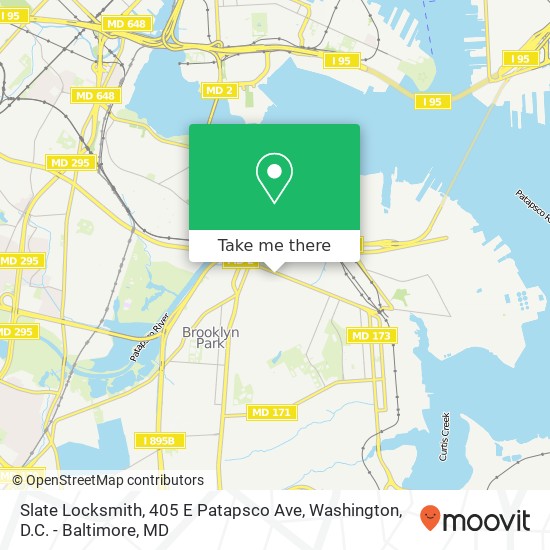 Mapa de Slate Locksmith, 405 E Patapsco Ave