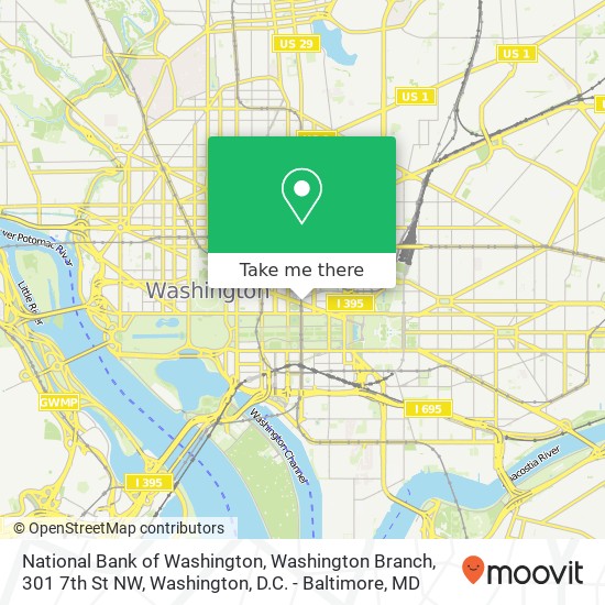 Mapa de National Bank of Washington, Washington Branch, 301 7th St NW