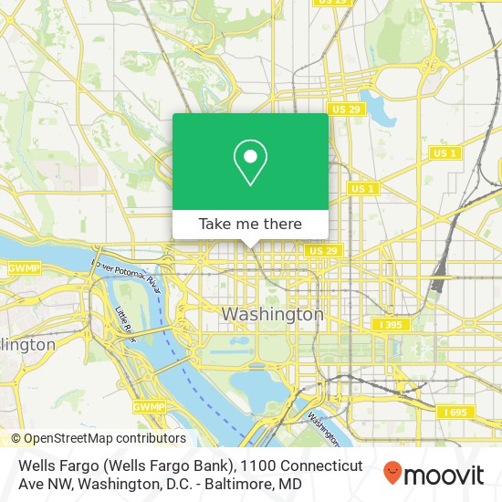 Mapa de Wells Fargo (Wells Fargo Bank), 1100 Connecticut Ave NW