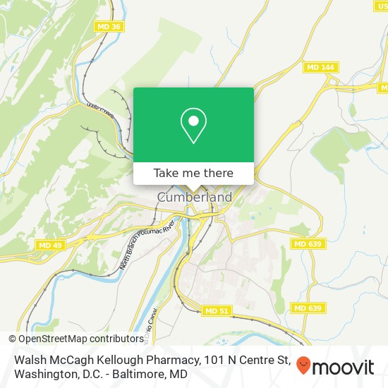 Mapa de Walsh McCagh Kellough Pharmacy, 101 N Centre St