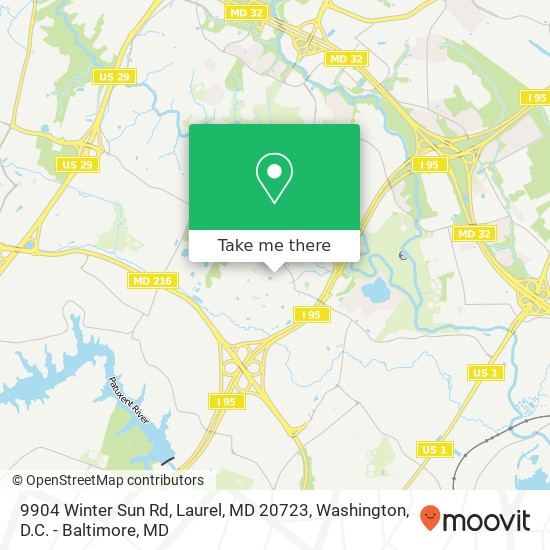Mapa de 9904 Winter Sun Rd, Laurel, MD 20723