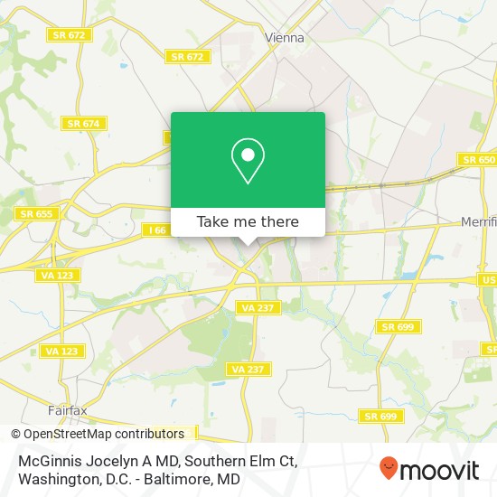 McGinnis Jocelyn A MD, Southern Elm Ct map