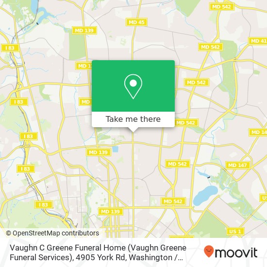 Mapa de Vaughn C Greene Funeral Home (Vaughn Greene Funeral Services), 4905 York Rd