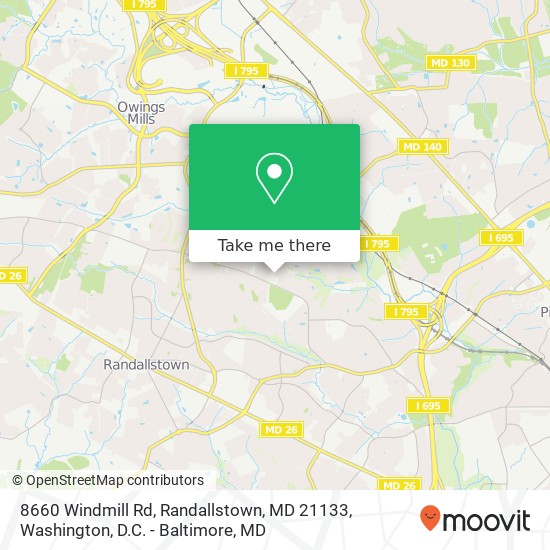 Mapa de 8660 Windmill Rd, Randallstown, MD 21133