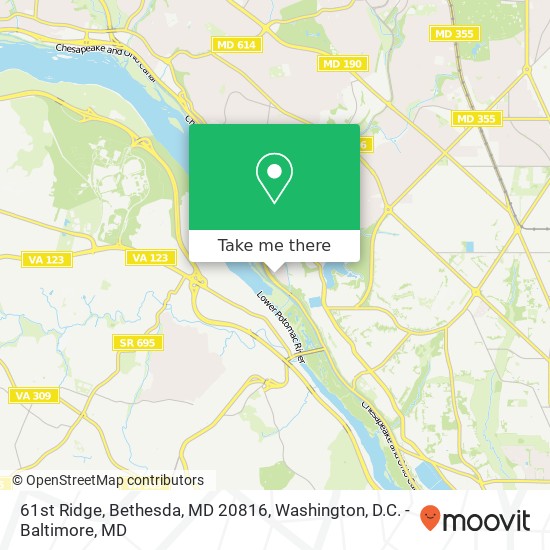 Mapa de 61st Ridge, Bethesda, MD 20816