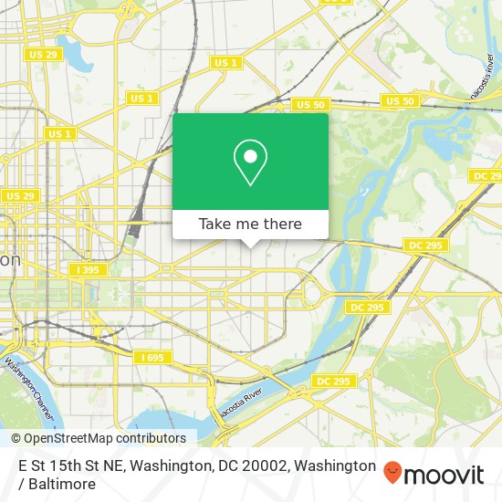 Mapa de E St 15th St NE, Washington, DC 20002
