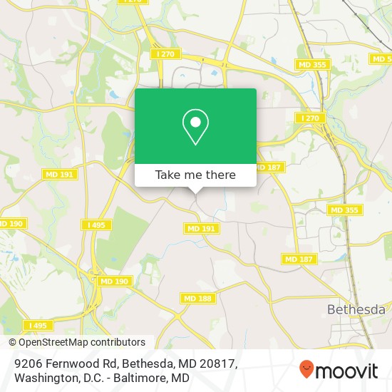Mapa de 9206 Fernwood Rd, Bethesda, MD 20817
