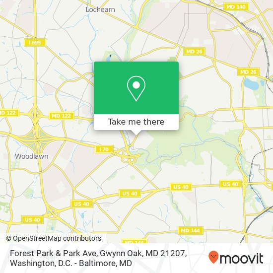 Mapa de Forest Park & Park Ave, Gwynn Oak, MD 21207
