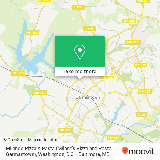 Mapa de Milano's Pizza & Pasta (Milano's Pizza and Pasta Germantown)