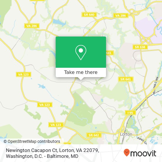 Mapa de Newington Cacapon Ct, Lorton, VA 22079