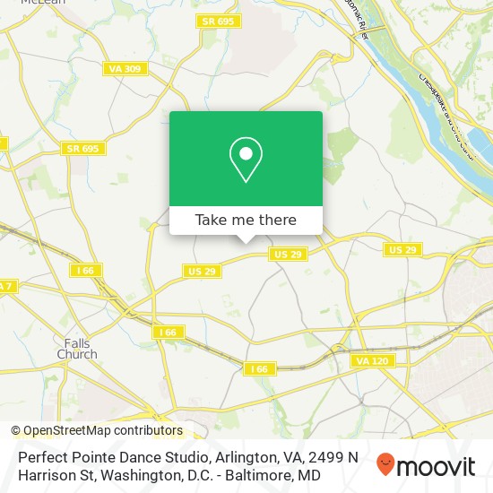 Mapa de Perfect Pointe Dance Studio, Arlington, VA, 2499 N Harrison St