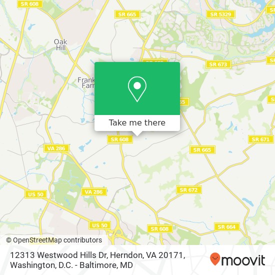 Mapa de 12313 Westwood Hills Dr, Herndon, VA 20171