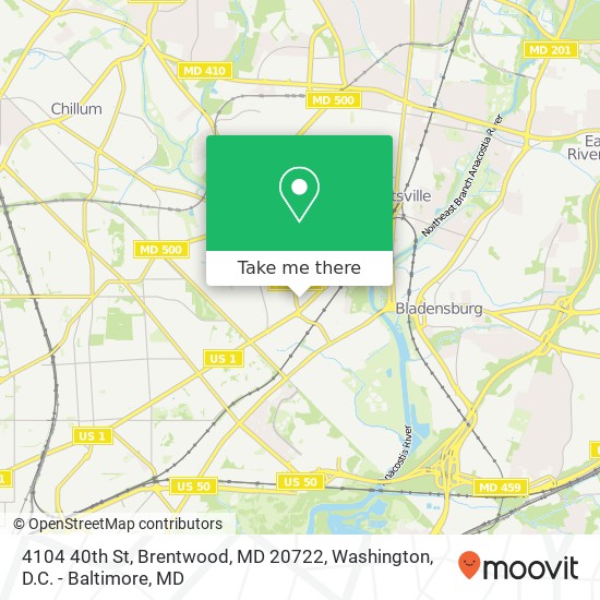 Mapa de 4104 40th St, Brentwood, MD 20722