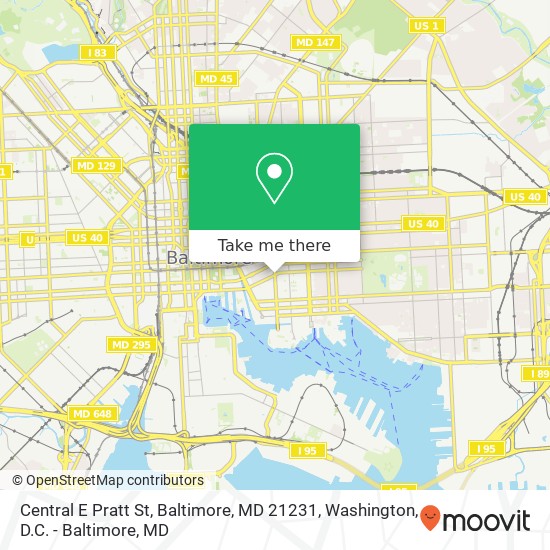 Mapa de Central E Pratt St, Baltimore, MD 21231