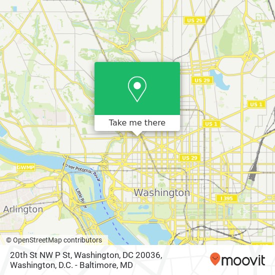 Mapa de 20th St NW P St, Washington, DC 20036