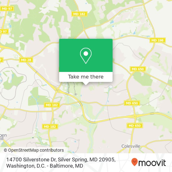 Mapa de 14700 Silverstone Dr, Silver Spring, MD 20905