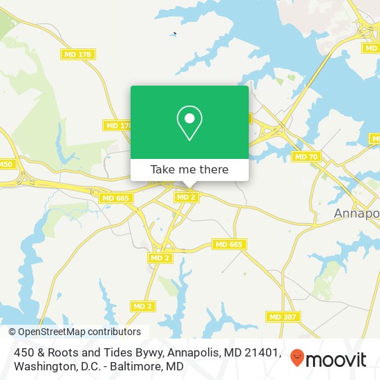 450 & Roots and Tides Bywy, Annapolis, MD 21401 map
