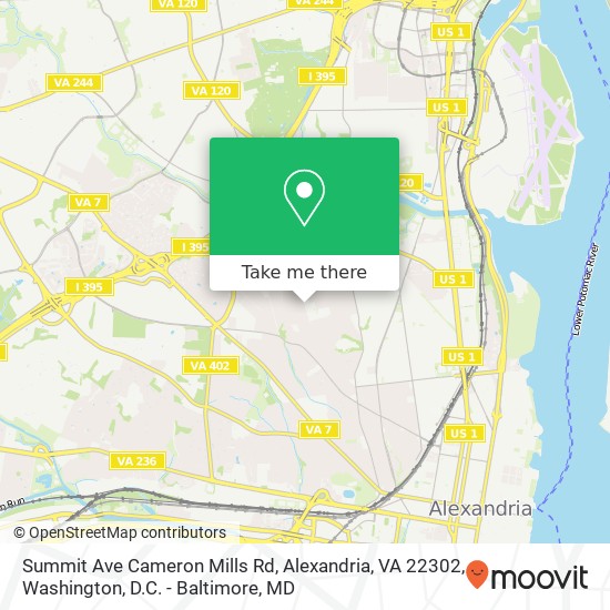 Summit Ave Cameron Mills Rd, Alexandria, VA 22302 map