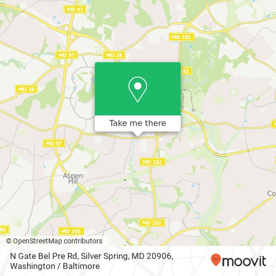 N Gate Bel Pre Rd, Silver Spring, MD 20906 map