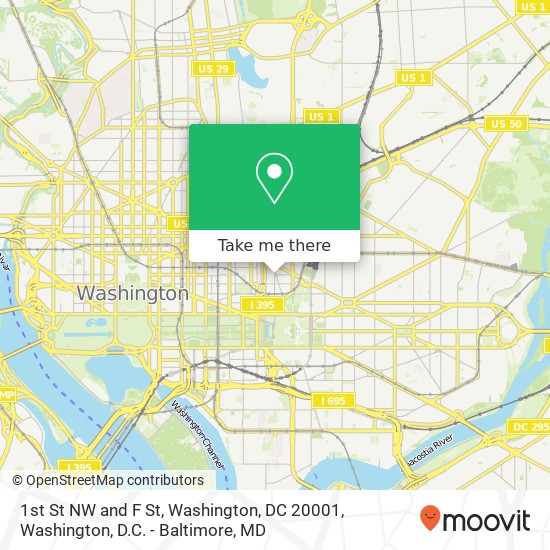 1st St NW and F St, Washington, DC 20001 map