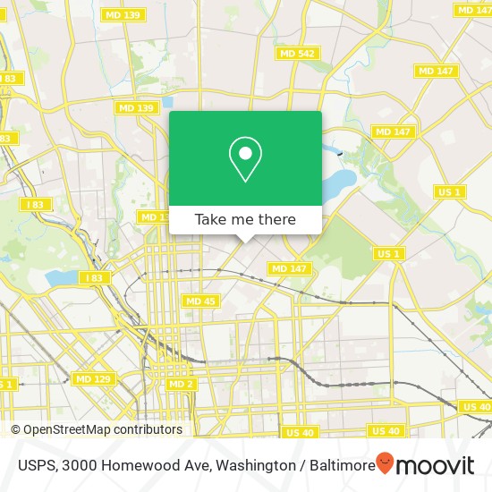 Mapa de USPS, 3000 Homewood Ave