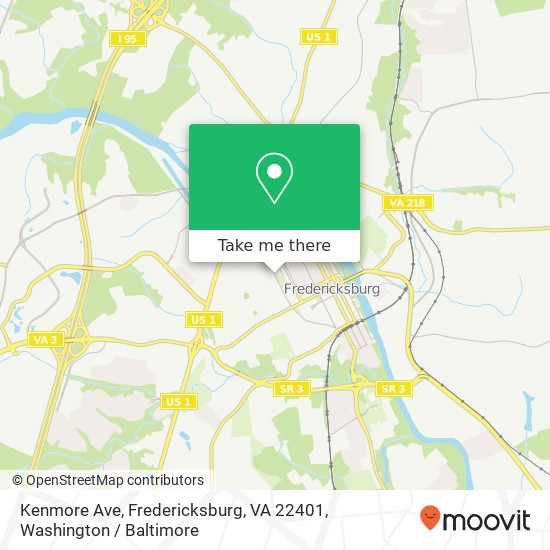 Mapa de Kenmore Ave, Fredericksburg, VA 22401
